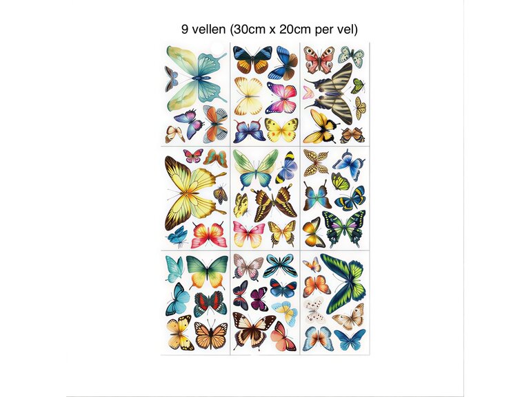 Statische Raamstickers Gekleurde Vlinders – 59 Stuks – Herbruikbaar & Dubbelzijdig Bedrukt – Glasstickers Zonder Lijm