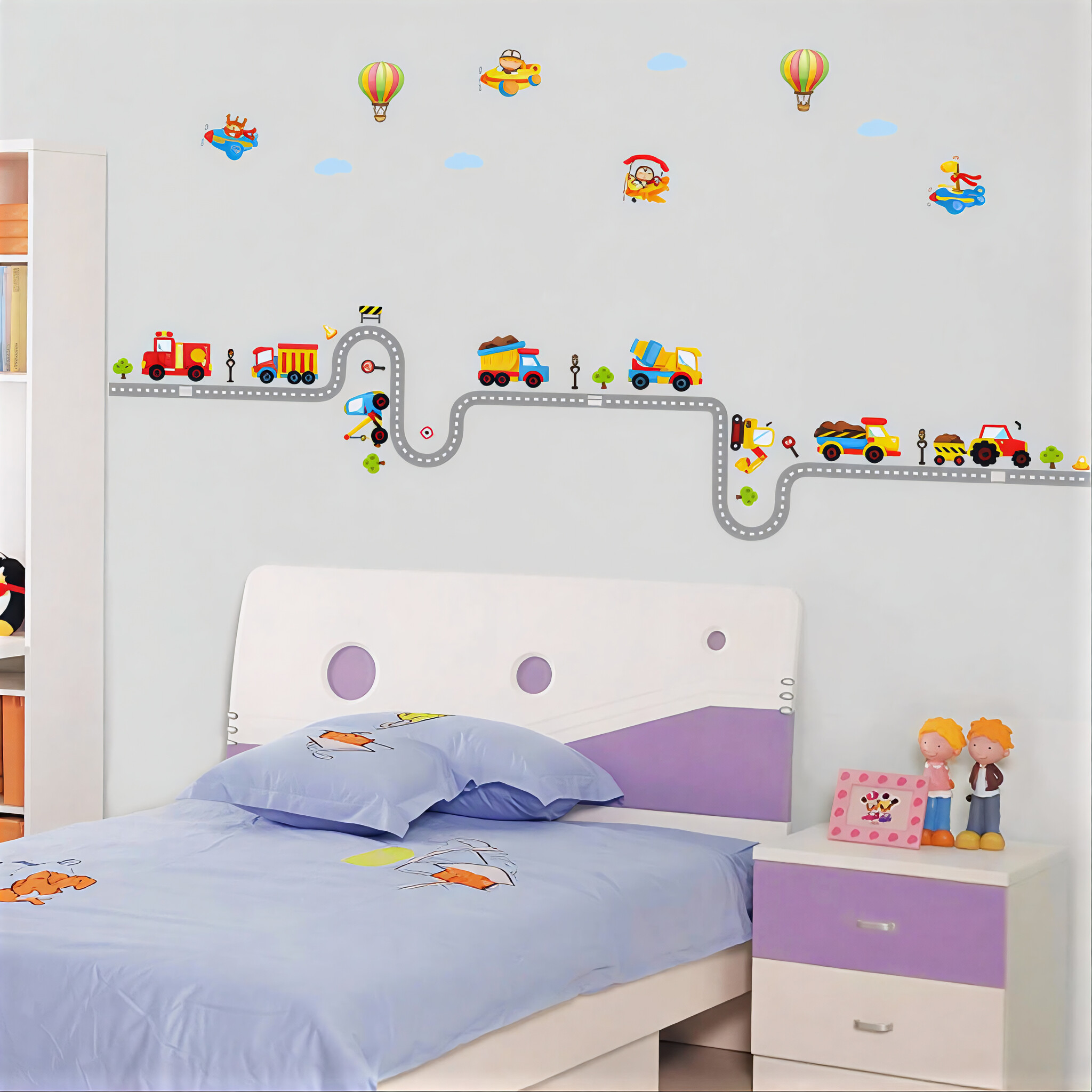 Muursticker tractors jongenskamer kinderkamer voertuigen weg - snelweg