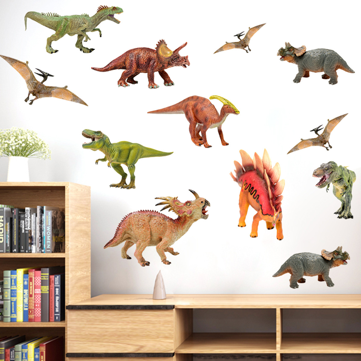 Zelfklevende Muurstickers Dinosaurussen – 4 Vellen – Herbruikbaar & Eenvoudig Verplaatsbaar – Stoere Dino Wanddecoratie