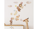Muursticker voor kinderen met schattige dieren en ballonnen – zachte pastel wanddecoratie voor babykamer & kinderkamer