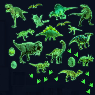Muursticker dinosaurus glow in the dark kinderkamer