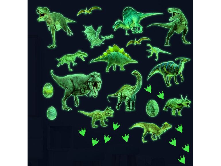 Muursticker glow in the dark dinosaurus kinderkamer