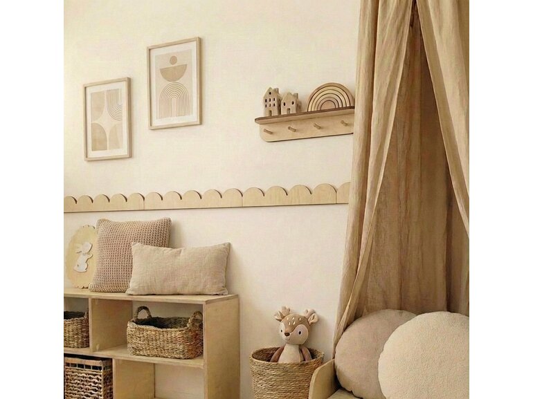 Houten Schelp / Scallop Lambrisering voor baby en kinderkamer