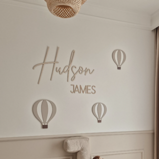 Dubbele naam van hout voor baby en kinderkamer