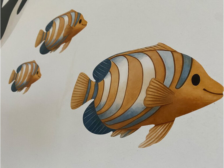 Muursticker kinderkamer – oceaan & zeedieren decoratie | walvis, dolfijn, vissen & koraalrift