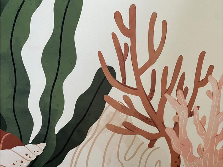 Muursticker kinderkamer – oceaan & zeedieren decoratie | walvis, dolfijn, vissen & koraalrift