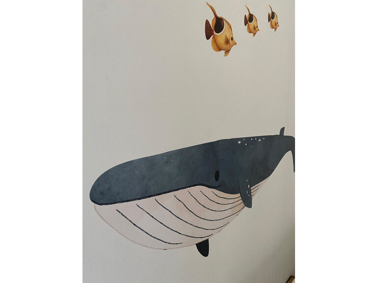 Muursticker kinderkamer – oceaan & zeedieren decoratie | walvis, dolfijn, vissen & koraalrift
