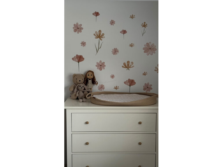 Stickerkamer Boho Aquarel Bloemen Muurstickers – Sfeervolle Wanddecoratie voor een Warme kinderkamer