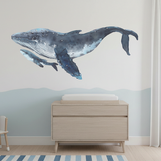 Muursticker kinderkamer walvis bultrug