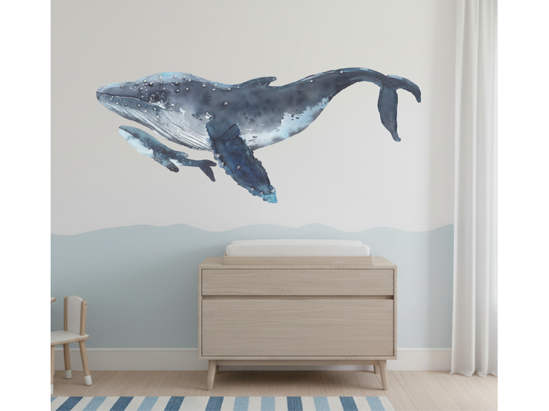 Muursticker walvis Bultrug muurdecoratie onderwater wereld