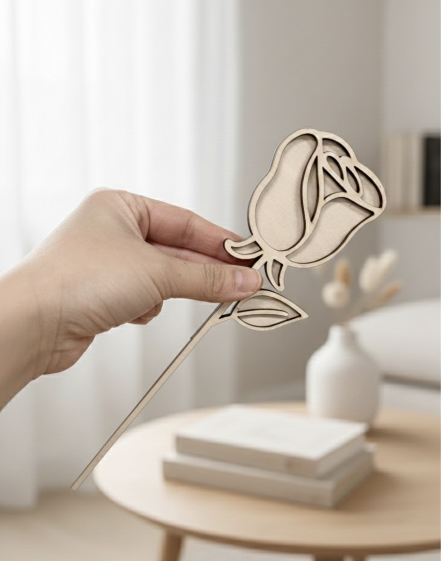 Houten Roos Valentijn – Knutsel Roos met of zonder Naam | DIY Cadeau