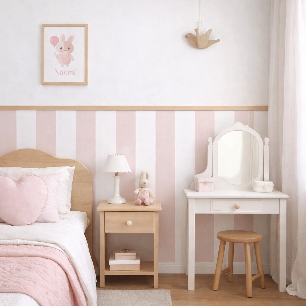 Muursticker strepen voor lambrisering effect – Verwijderbare wanddecoratie