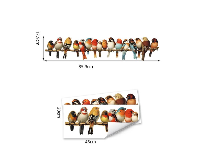 Muursticker vogels zittend op tak muurdecoratie