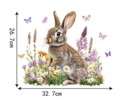 Paas Raamsticker Statisch – Paashaas met Veldbloemen – Herbruikbare Raamdecoratie 30x30 cm