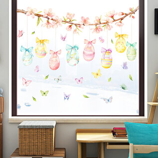 Statische Raamsticker Pasen – Paastak met Paaseieren (60x30 cm)