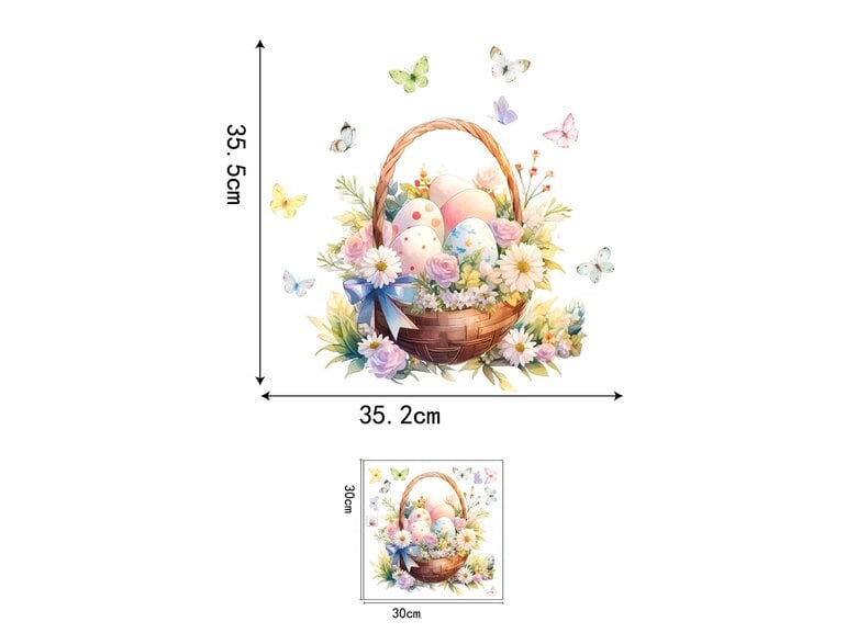 paas raamsticker statisch 30x30 cm paasmand eieren bloemen