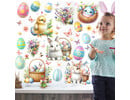 paas raamstickers statisch set 60x40 cm konijn kuiken eieren bloemen