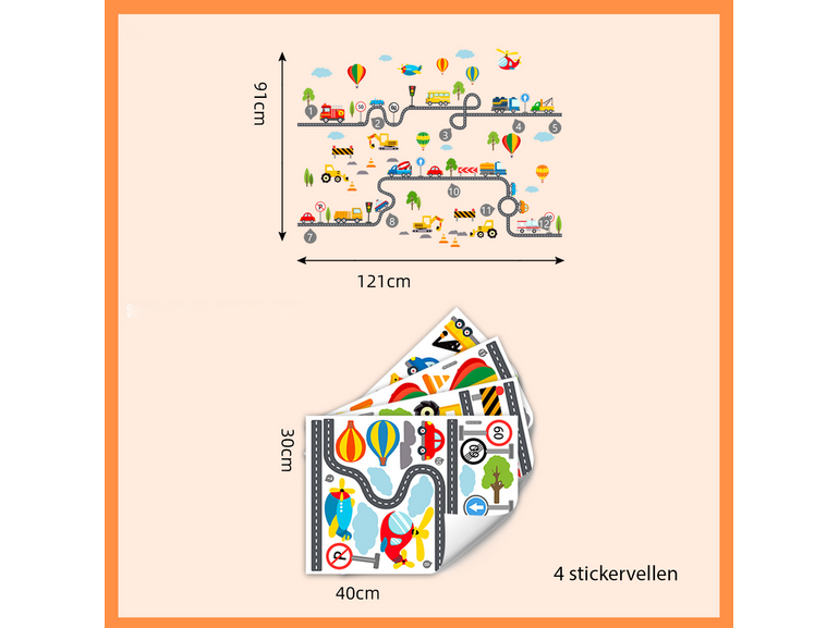 muursticker auto weg kinderkamer voertuigen zelfklevend 121x91cm muursticker auto weg kinderkamer voertuigen zelfklevend 121x91cm