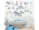 Muursticker zee dieren walvis oceaan kinderkamer zelfklevend 156x134cm