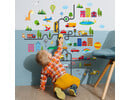 Muursticker auto weg voertuigen stad dieren kinderkamer 112x107cm