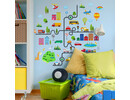 Muursticker auto weg voertuigen stad dieren kinderkamer 112x107cm