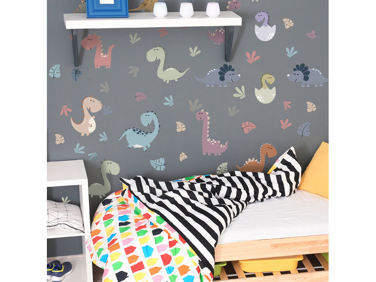 Muursticker dinosaurus pastel babykamer losse stickers zelfklevend
