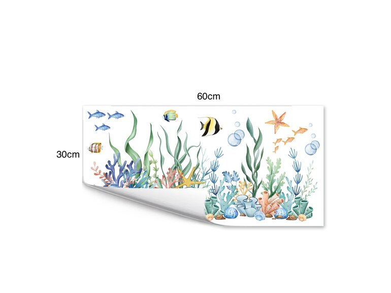 Raamsticker zee koraal vissen statisch zonder lijm dubbelzijdig 60x30cm