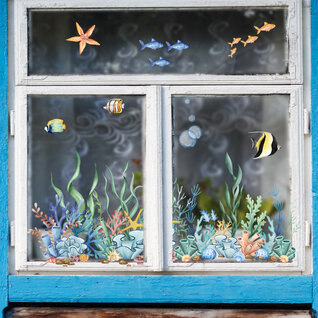 Raamsticker zee koraal statisch 60x30 cm