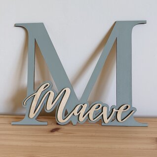 Gepersonaliseerd houten naambord kinderkamer – beginletter met naam