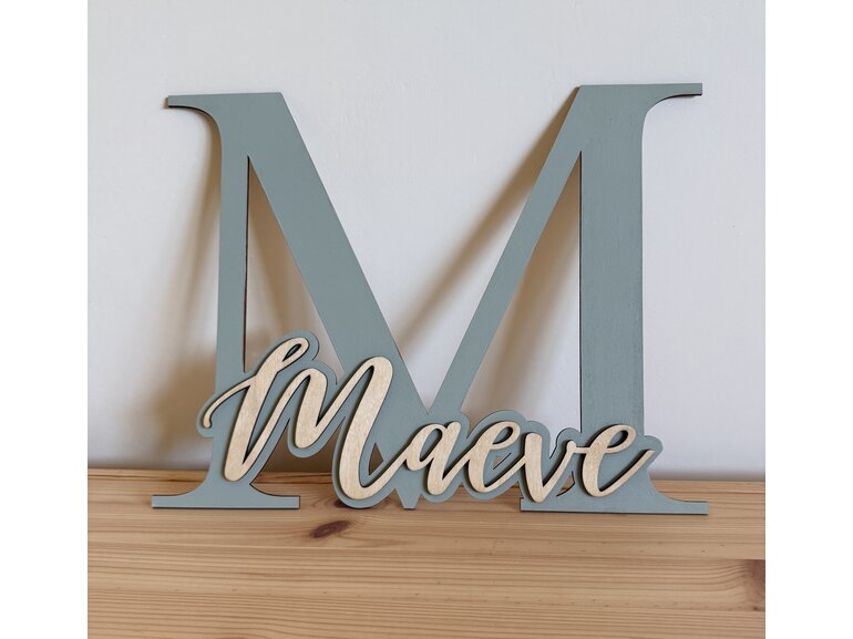 Houten naambord kinderkamer op maat | beginletter met naam | kraamcadeau Stickerkamer Houten naambord kinderkamer op maat | beginletter met naam | kraamcadeau
