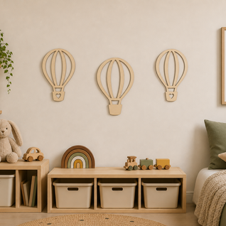 Houten Luchtballonnen Wanddecoratie Set - 3 Stuks voor Kinderkamer Houten Luchtballonnen Wanddecoratie Set - 3 Stuks voor Kinderkamer