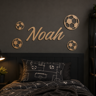 Houten voetballen met naam