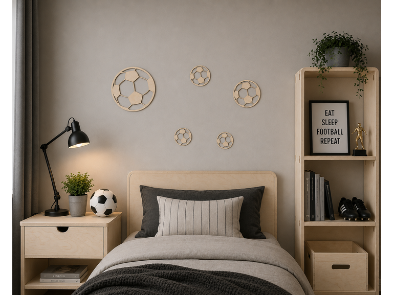 Muurdecoratie Houten voetballen