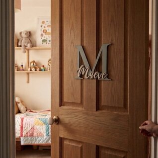 Stickerkamer Gepersonaliseerd houten naambord kinderkamer – beginletter met naam Gepersonaliseerd houten naambord kinderkamer – beginletter met naam