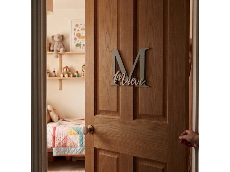 Houten naambord kinderkamer op maat | beginletter met naam | kraamcadeau Stickerkamer Houten naambord kinderkamer op maat | beginletter met naam | kraamcadeau