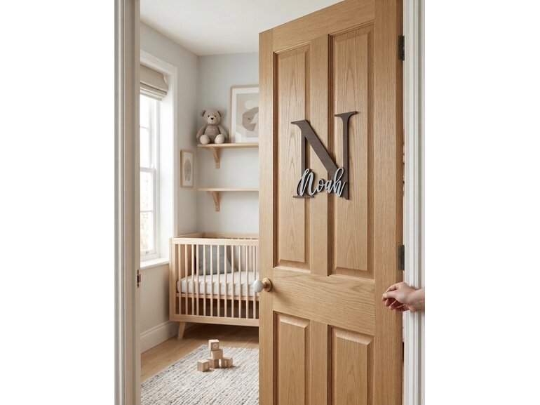 Houten naambord kinderkamer op maat | beginletter met naam | kraamcadeau Stickerkamer Houten naambord kinderkamer op maat | beginletter met naam | kraamcadeau