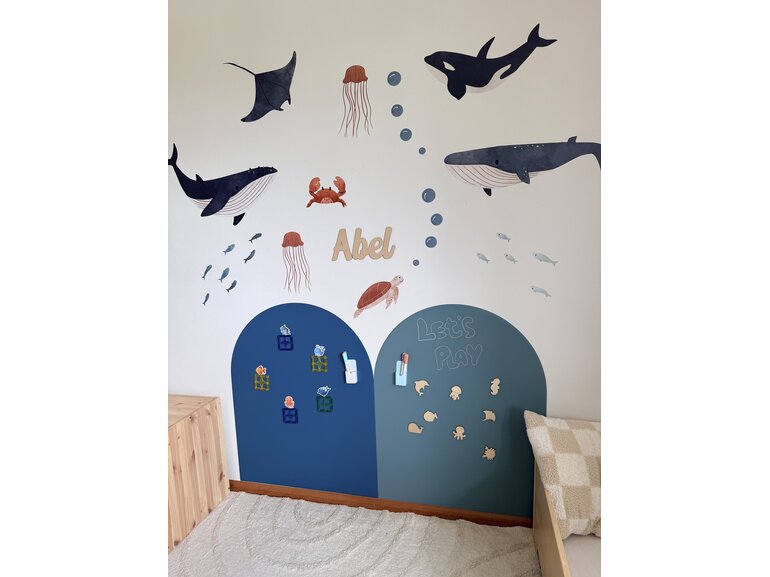 Complete oceaan kinderkamer bundel met magneetstickers, muurstickers en gepersonaliseerd houten naambord Complete oceaan kinderkamer bundel met magneetstickers, muurstickers en gepersonaliseerd houten naambord