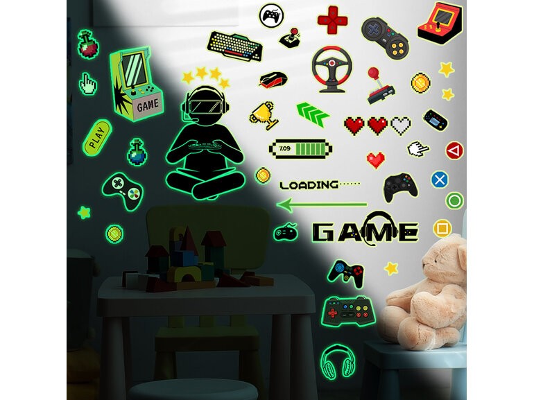 Muursticker game glow in the dark kinderkamer