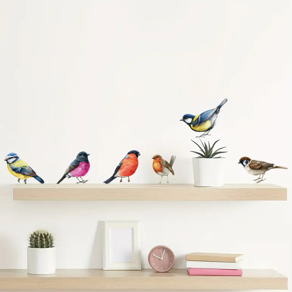 Muursticker vogels op tak huismussen