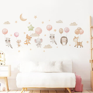Muurstickers dieren ballonnen schattig kinderkamer babykamer