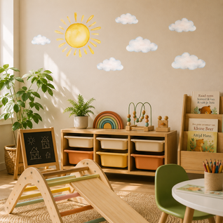 Stickerkamer Aquarel Zon & Wolken Muursticker XL – 300 x 85 cm – Scandinavische Kinderkamer Aquarel Zon & Wolken Muursticker XL – 300 x 85 cm – Scandinavische Kinderkamer