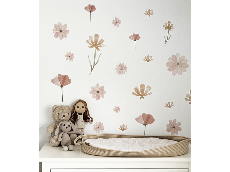Boho Aquarel Bloemen Muurstickers – Sfeervolle Wanddecoratie voor een Warme kinderkamer Stickerkamer Boho Aquarel Bloemen Muurstickers – Sfeervolle Wanddecoratie voor een Warme kinderkamer