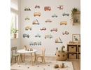 Muursticker Voertuigen in Neutrale Kleuren voor Kinderkamer – Speelse Auto's, Treinen en Vliegtuigen Muursticker Voertuigen in Neutrale Kleuren voor Kinderkamer – Speelse Auto's, Treinen en Vliegtuigen