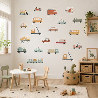 Muursticker voertuigen neutrale kleuren Muursticker voertuigen neutrale kleuren