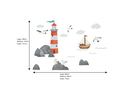 Muursticker zee kinderkamer met vuurtoren, zeilboot en meeuwen – watercolor zee thema Stickerkamer Muursticker zee kinderkamer met vuurtoren, zeilboot en meeuwen – watercolor zee thema
