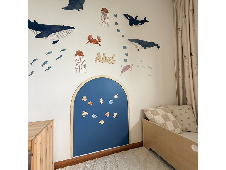 Oceaan thema muursticker set kinderkamer, magneetsticker, houten naambord Oceaan thema muursticker set kinderkamer, magneetsticker, houten naambord