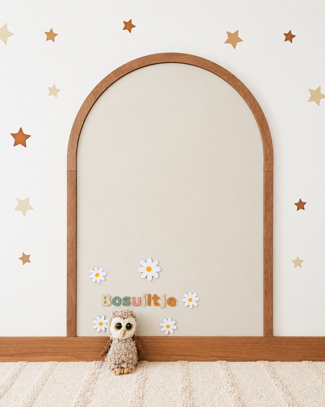 Houten omlijsting boog voor magnetische muursticker – natuurlijke houten rand voor kinderkamer en speelhoek