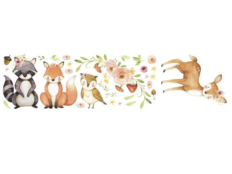 Muursticker schattige bosdieren babykamer Muursticker schattige bosdieren babykamer