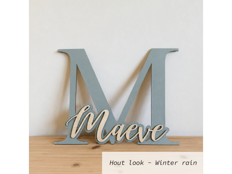 Stickerkamer Houten naambord kinderkamer op maat | beginletter met naam | kraamcadeau