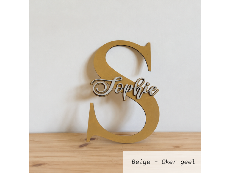 Stickerkamer Houten naambord kinderkamer op maat | beginletter met naam | kraamcadeau